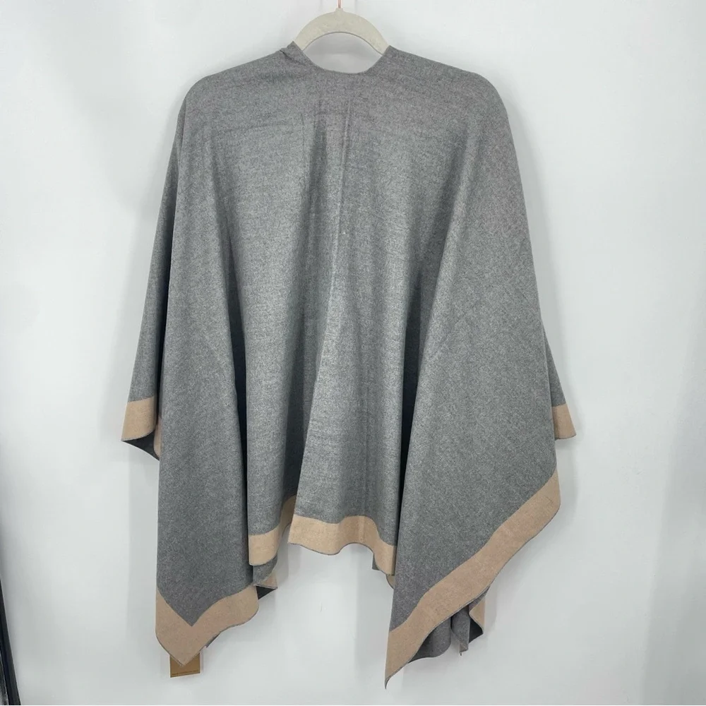 NWT MELIFLUOS Shawl Pashmina Shawl gray‎ tan one size reversible